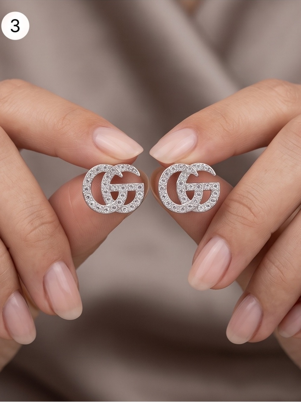 Fashion Crystal Stud Earrings - Silver